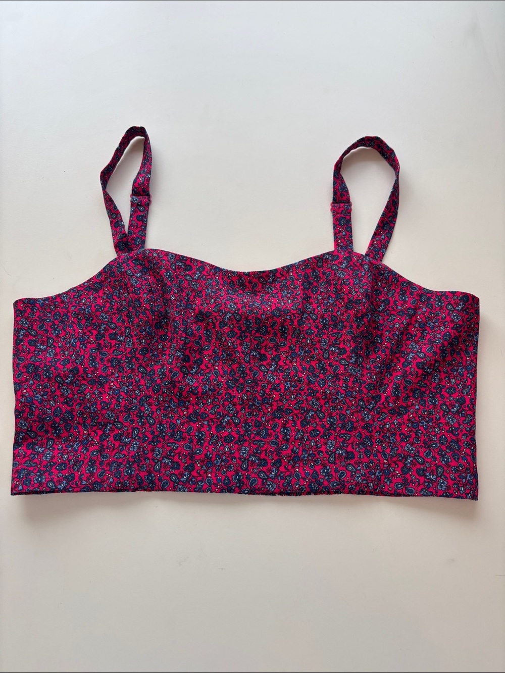 French Connection Magenta Floral Crop Top with Navy Accents -718sku